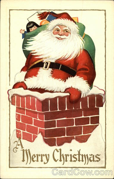 Santa Delivering Toys Down Chimney Santa Claus