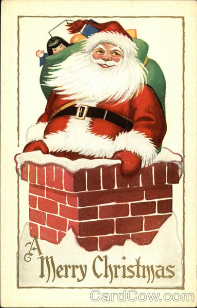 Santa Delivering Toys Down Chimney Santa Claus