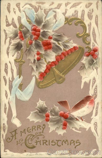 Bell Decorated with Holly Christmas