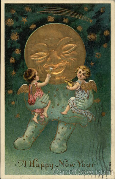 Two Angels And Moon Angels & Cherubs