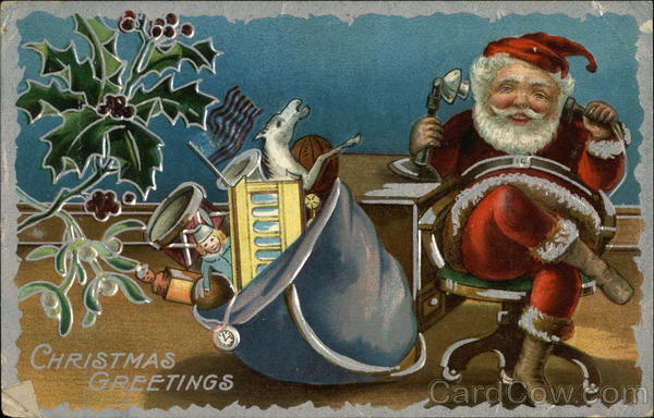 Santa Talking on Telephone Santa Claus