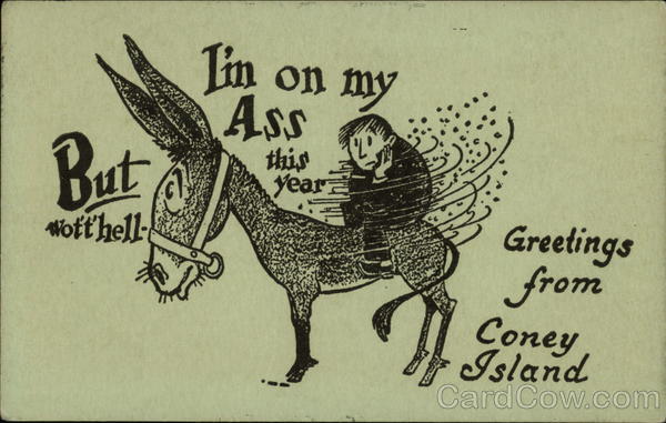 Worried Man Sits on Donkey Comic, Funny