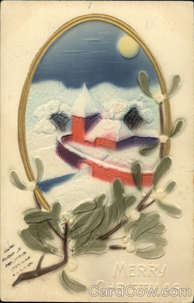 Merry Christmas with Embossed Moonlight Snow Scene