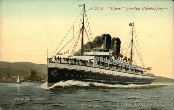 R.M.S. Viper passing Carrickfergus Boats, Ships