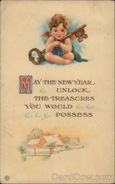 Angel With A Key Watches Over A Snowbound House Angels & Cherubs