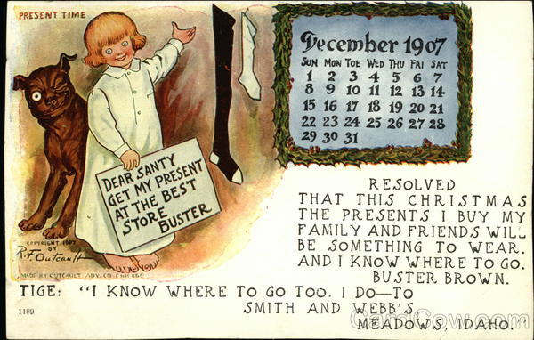 Buster Brown, His Dog Tige, and Calender Showing December 1907