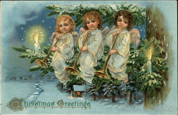 Three Angels Playing Horns