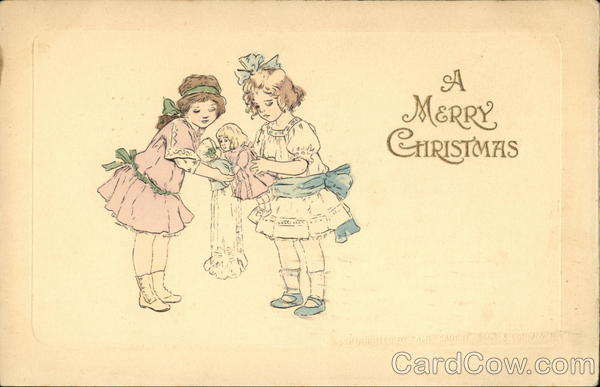 Two Girls with Dolls Children