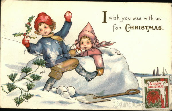 Two Children Playing in Snow