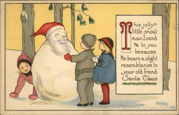 Three Children Making Snowman