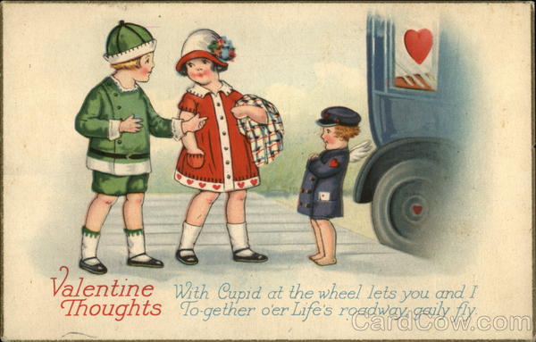 Valentine Thoughts - Two Children with Cupid