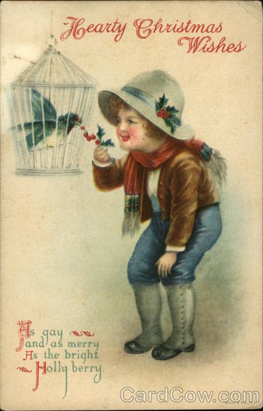 Hearty Christmas Wishes - As gay and as merry as the holly berry