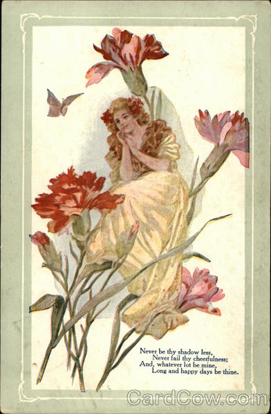 Woman Sitting With Carnations Women