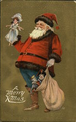 Santa With Bag of Toys Postcard