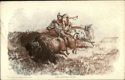 The Buffalo Hunt Native Americana Postcard Postcard