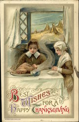 Best Wishes for a Happy Thanksgiving Pilgrims Postcard Postcard