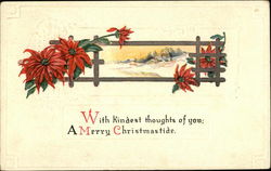 Poinsettias Framing Winter Scene Poinsettias Framing Winter Scene