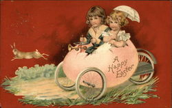 A Happy Easter With Children Postcard Postcard