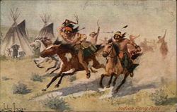 Indian Pony Race Postcard