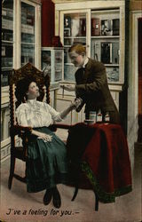 Man Checking Woman's Pulse Postcard
