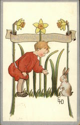 A Joyous Easter - Child with Bunny Postcard
