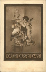 Stork Watches While Cupid Writes In A Ledger Stork Watches While Cupid Writes In A Ledger