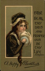 A Happy Christmas, Fair be all thy days and Prosperous be Thy Life - Shakespeare Postcard