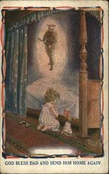 Girl Praying for Father to Return From War Postcard