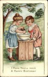 Children Stirring a Bowl Postcard Postcard