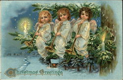 Three Angels Playing Horns Postcard