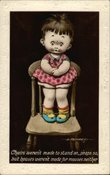 Little Girl Stands On A Chair Postcard