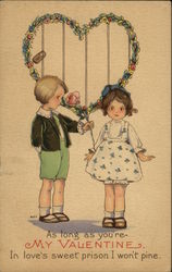 Boy Giving Girl Flower Postcard