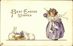 Best Easter Wishes with Young Girl and Bunnies Best Easter Wishes with Young Girl and Bunnies
