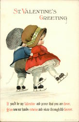 Little Boy And Little Girl Enjoy Ice Skating Postcard