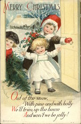 Merry Christmas - Out of the Snow with Pine and with Holly Postcard