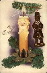 Candle and Ornament on Christmas Tree Postcard Postcard