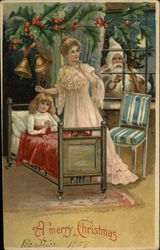 A Merry Christmas - Santa in White Robe Postcard