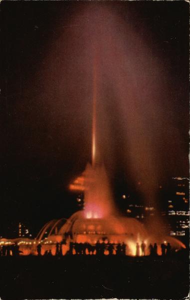 Night View of the Buckingham Fountain Chicago Illinois