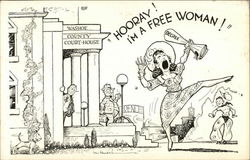 Divorce: Hooray! I'm a free woman! Postcard