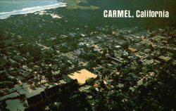 Aerial View of City and Pebble Beach Golf Course Carmel, CA Postcard Postcard