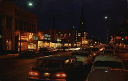 Night Scene, Franklin Street Michigan City, IN Postcard Postcard