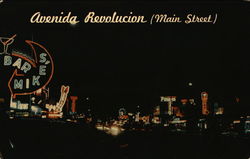 Avenida Revolucion (Main Street) Main Street at Night Postcard