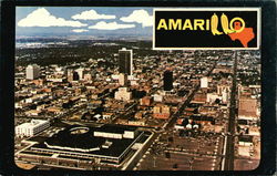 Aerial View of Downtown Amarillo Postcard