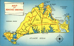 Map of Martha's Vineyard Maps Postcard Postcard