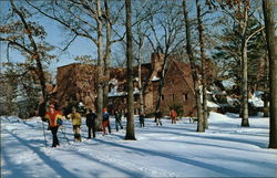 Avon Old Farms School - Diogenes Dormitory and Cross Country Skiers Connecticut Postcard Postcard