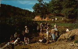 Rock-Hounds at one of the Ruby Mines Near Franklin, N.C Postcard