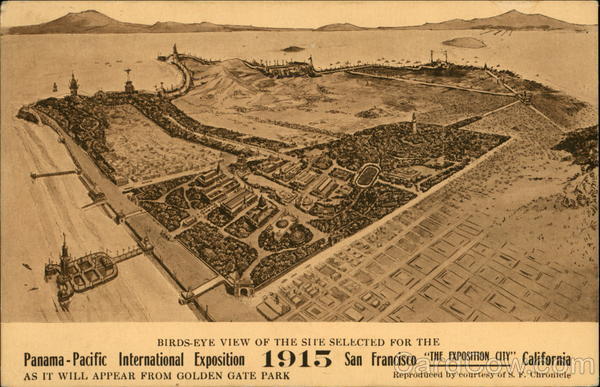Bird's-Eye View of the Site Selected for the Panama-Pacific International Exposition 1915 San Francisco