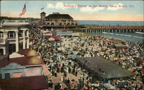 Ordinary Crowd at the Beach Long Beach California