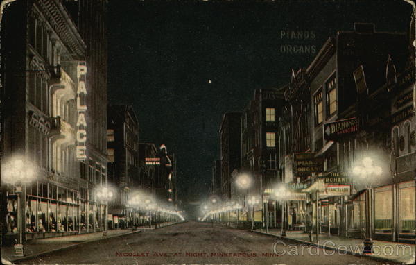 Nicollet Avenue at Night Minneapolis Minnesota