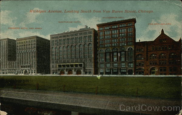 Michigan Avenue, Looking South from Van Buren Street Chicago Illinois